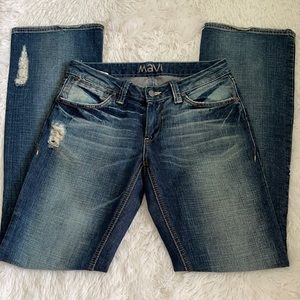 Mavi Erin glitter distressed low front jeans 26